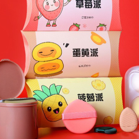 Ultra-Soft Pineapple Yolk Pastry Cushion Beginner-Friendly Cute Fruit Print Makeup Set, Soft High-Density Wet & Dry Dual-Use Air Cushion Puff