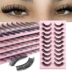 10 Pairs of Fake Eyelashes, 8D Super Fluffy And Faux Mink Fur Eyelashes,  Dramatic Eyelash Extension Makeup