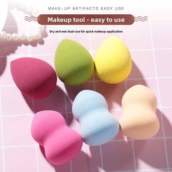 Gourd Shape Makeup Sponge Dual-Use Application Suitable For Both Dry And Wet Makeup Application, Providing Versatile Use For Foundation And Setting Powder