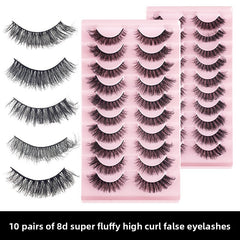 10 Pairs of Fake Eyelashes, 8D Super Fluffy And Faux Mink Fur Eyelashes,  Dramatic Eyelash Extension Makeup