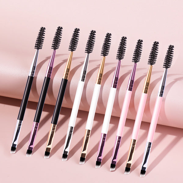 Double-Ended Eyebrow Brush and Eyelash Curler Beauty Tool Combines eyebrow brush and eyelash curler in one tool for convenience.  Spiral bevel brush: Enhances precision for angled eyebrow shaping and blending