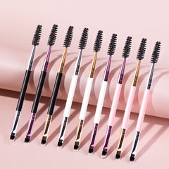Double-Ended Eyebrow Brush and Eyelash Curler Beauty Tool