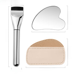 Professional Foundation Makeup Brush Stainless Steel Facial Makeup Tool Kit (Ultra-Thin Foundation Brush + Acrylic Transparent Makeup Palette + Stainless Steel Spatula)