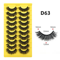 10-Pair Pack of Dense, Fluffy, Natural, Versatile Faux Mink Eyelashes Imitation Mink Material Mimics Real Fur For A Soft, Authentic Appearance