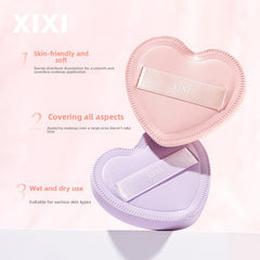 Heart-Shaped Dual-Use Makeup Sponge Puff Made From High-Quality Synthetic Sponge For Gentle Application Without Irritation, Effectively For Both Wet And Dry Powder Application