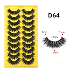 10-Pair Pack of Dense, Fluffy, Natural, Versatile Faux Mink Eyelashes Imitation Mink Material Mimics Real Fur For A Soft, Authentic Appearance