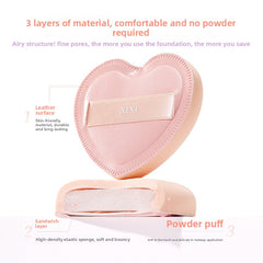 Heart-Shaped Dual-Use Makeup Sponge Puff Made From High-Quality Synthetic Sponge For Gentle Application Without Irritation, Effectively For Both Wet And Dry Powder Application