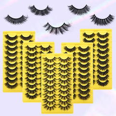 10-Pair Pack of Dense, Fluffy, Natural, Versatile Faux Mink Eyelashes Imitation Mink Material Mimics Real Fur For A Soft, Authentic Appearance
