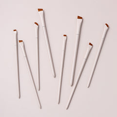 Porcelain White Angled Eyeliner Brush Set with Various Blade and Sickle Tips