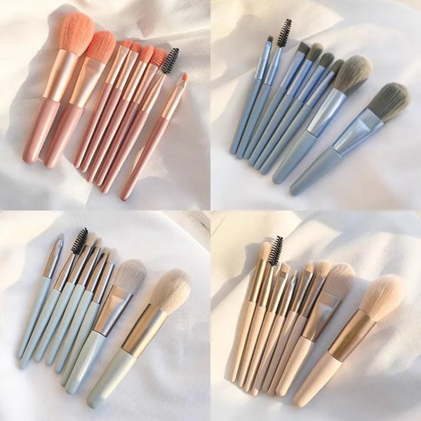 8-Piece Portable Makeup Brush Set,Soft Fluffy Professional Foundation Blush, Brush types: Foundation Brush, Eyeshadow Brush, Concealer Brush, Lip Brush, Loose Powder Brush, Eyebrow Brush, Blush Brush, Highlighter Brush, Makeup Brush Beauty Tools