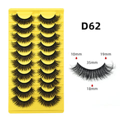 10-Pair Pack of Dense, Fluffy, Natural, Versatile Faux Mink Eyelashes Imitation Mink Material Mimics Real Fur For A Soft, Authentic Appearance