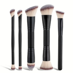 5pcs Double-ended Makeup Brush Set in a Box  Features Thickened Aluminum Tube with Baked Paint Design Packaged in a Paper BoxIncludes Powder Brush Blush Brush  Contour Brush Eyeshadow Brush