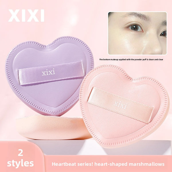 Heart-Shaped Dual-Use Makeup Sponge Puff Made From High-Quality Synthetic Sponge For Gentle Application Without Irritation, Effectively For Both Wet And Dry Powder Application