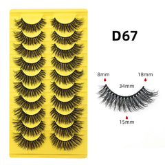 10-Pair Pack of Dense, Fluffy, Natural, Versatile Faux Mink Eyelashes Imitation Mink Material Mimics Real Fur For A Soft, Authentic Appearance