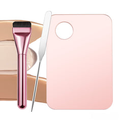 Professional Foundation Makeup Brush Stainless Steel Facial Makeup Tool Kit (Ultra-Thin Foundation Brush + Acrylic Transparent Makeup Palette + Stainless Steel Spatula)