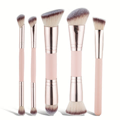 5pcs Double-ended Makeup Brush Set in a Box  Features Thickened Aluminum Tube with Baked Paint Design Packaged in a Paper BoxIncludes Powder Brush Blush Brush  Contour Brush Eyeshadow Brush