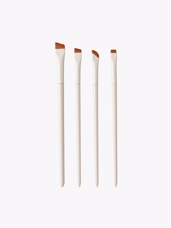 Porcelain White Angled Eyeliner Brush Set with Various Blade and Sickle Tips