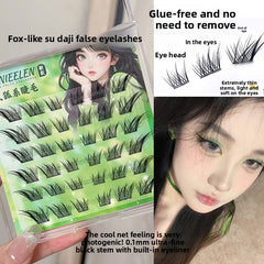 Natural Segmented False Eyelashes Glue-Free Fox Style