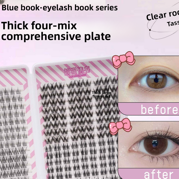 False Eyelashes Book Natural Curled Clusters 32-Row Eyelash Book With Multiple Styles For Versatile Use Natural Look Handcrafted, Curled Single Cluster Lashes For A Realistic Appearance