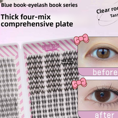 False Eyelashes Book Natural Curled Clusters