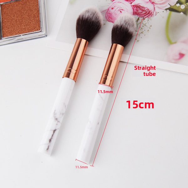 Marble Makeup Brush for Blush and PowderSynthetic Fiber Bristles: Soft, durable, and hypoallergenic for smooth application.  Marble Design Handle: Aesthetic and ergonomic for comfortable grip and control