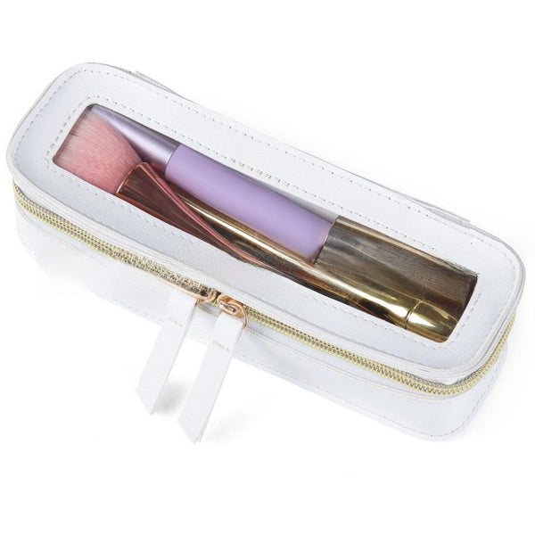 PU Leather Transparent Cosmetic Organizer Bag Portable Large Size Clear Travel Toiletry Bag Organizer, with Double Zipper Makeup Skincare Storage Pouch, Square Cosmetic Case Double-Sided Transparent Makeup Bag, Suitable for Women And Men