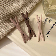 Milk Coffee Brown Hair Clips Korean Style Duckbill Clip Hair AccessoriesVersatile Use Ideal For Securing Bangs Side Hair And Flyaways With Multiple Clip Shapes Including Duckbill, Cross, Square And Round Designs