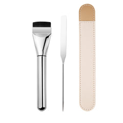 Professional Foundation Makeup Brush Stainless Steel Facial Makeup Tool Kit (Ultra-Thin Foundation Brush + Acrylic Transparent Makeup Palette + Stainless Steel Spatula)
