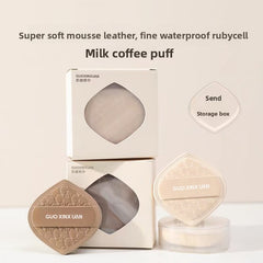 Milk Coffee Powder Puff Mousse Cushion Foundation Sponge Made From Hydrophilic Non-Latex Material For Gentle Application Without Skin Irritation Absorbing Efficiently Applies Foundation Without Wasting Product