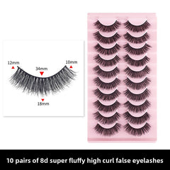 10 Pairs of Fake Eyelashes, 8D Super Fluffy And Faux Mink Fur Eyelashes,  Dramatic Eyelash Extension Makeup