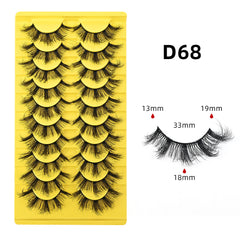 10-Pair Pack of Dense, Fluffy, Natural, Versatile Faux Mink Eyelashes Imitation Mink Material Mimics Real Fur For A Soft, Authentic Appearance
