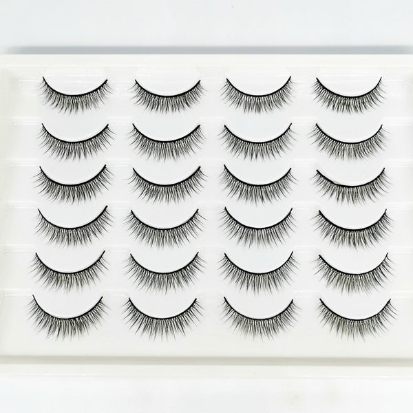 False Eyelashes10 Pairs Natural Fluffy 3D False Eyelashes - Lightweight, Reusable, Light Beige-Friendly, Perfect for Beginners & Daily Use