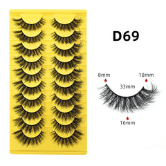 10-Pair Pack of Dense, Fluffy, Natural, Versatile Faux Mink Eyelashes Imitation Mink Material Mimics Real Fur For A Soft, Authentic Appearance
