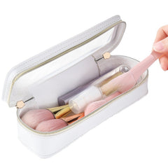 PU Leather Transparent Cosmetic Organizer Bag Portable Large Size Clear Travel Toiletry Bag Organizer, with Double Zipper Makeup Skincare Storage Pouch, Square Cosmetic Case Double-Sided Transparent Makeup Bag, Suitable for Women And Men