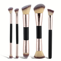 5pcs Double-ended Makeup Brush Set in a Box  Features Thickened Aluminum Tube with Baked Paint Design Packaged in a Paper BoxIncludes Powder Brush Blush Brush  Contour Brush Eyeshadow Brush
