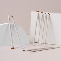 Porcelain White Angled Eyeliner Brush Set with Various Blade and Sickle Tips